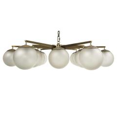 Angelo Lelli Lelii Angelo Lelii Stella Chandelier Arredoluce Nickel Plated Brass Glass Signed - 2842098