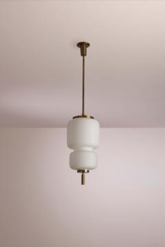 Angelo Lelli Lelii Angelo Lelii certified brass and glass pendant light by Arredoluce Italy 1950s - 4228359