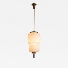 Angelo Lelli Lelii Angelo Lelii certified brass and glass pendant light by Arredoluce Italy 1950s - 4229960