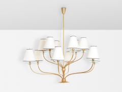 Angelo Lelli Lelii Angelo Lelii for Arredoluce brass crystal glass chandelier 1940 - 3956536