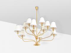 Angelo Lelli Lelii Angelo Lelii for Arredoluce brass crystal glass chandelier 1940 - 3956537