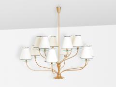 Angelo Lelli Lelii Angelo Lelii for Arredoluce brass crystal glass chandelier 1940 - 3956544