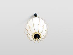 Angelo Lelli Lelii Angelo Lelii for Arredoluce opaline glass brass metal chandelier 1958 - 3508644