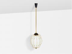 Angelo Lelli Lelii Angelo Lelii for Arredoluce opaline glass brass metal chandelier 1958 - 4001014