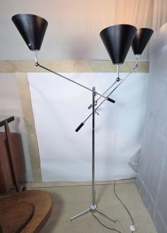 Angelo Lelli Lelii Angelo Lelli Arredoluce Model12128 Triennale Chrome Floor Lamp Italy 1950s - 4373950