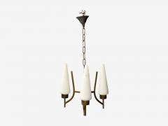 Angelo Lelli Lelii Angelo Lelli Italian Modern Brass Opal Glass Pendant light Italy 1950s - 4156426