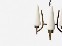 Angelo Lelli Lelii Angelo Lelli Italian Modern Brass Opal Glass Pendant light Italy 1950s - 4156427