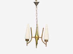 Angelo Lelli Lelii Angelo Lelli Italian Modern Brass Opal Glass Pendant light Italy 1950s - 4156429