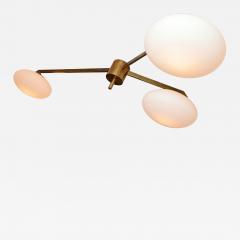Angelo Lelli Lelii Brass and opaline plafonnier - 3359641