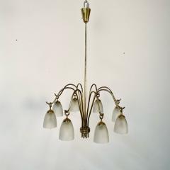 Angelo Lelli Lelii Italian Mid Century Modern Arredoluce Eight Arm Brass Chandelier by Angelo Lelli - 3242236