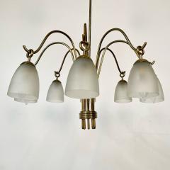 Angelo Lelli Lelii Italian Mid Century Modern Arredoluce Eight Arm Brass Chandelier by Angelo Lelli - 3242239