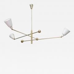 Angelo Lelli Lelii Italian Modern Brass and Enameled Three Arm Chandelier Angelo Lelli - 4167645