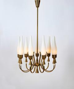 Angelo Lelli Lelii Mod 12613 9 Arm Brass Chandelier by Angelo Lelii for Arredoluce Italy c 1957 - 3675466