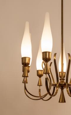 Angelo Lelli Lelii Mod 12613 9 Arm Brass Chandelier by Angelo Lelii for Arredoluce Italy c 1957 - 3675469