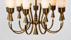 Angelo Lelli Lelii Mod 12613 9 Arm Brass Chandelier by Angelo Lelii for Arredoluce Italy c 1957 - 3675472