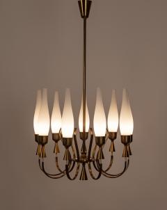 Angelo Lelli Lelii Mod 12613 9 Arm Brass Chandelier by Angelo Lelii for Arredoluce Italy c 1957 - 3675474