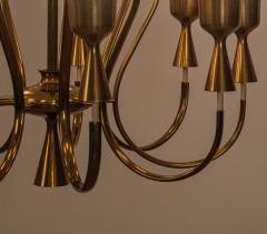 Angelo Lelli Lelii Mod 12613 9 Arm Brass Chandelier by Angelo Lelii for Arredoluce Italy c 1957 - 3675481