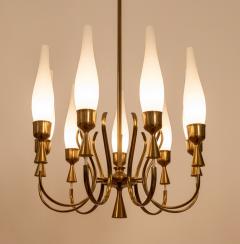 Angelo Lelli Lelii Mod 12613 9 Arm Brass Chandelier by Angelo Lelii for Arredoluce Italy c 1957 - 3675486