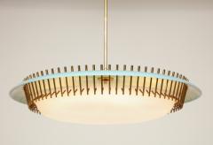 Angelo Lelli Lelii RARE ROUND SUSPENSION LIGHT FIXTURE IN BLUE BY ANGELO LELII FOR ARREDOLUCE - 1863324