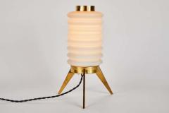 Angelo Lelli Lelii Rare 1950s Angelo Lelli Glass and Brass Tripod Table Lamp for Arredoluce - 1565493