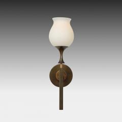 Angelo Lelli Lelii Rare Pair of Frosted Glass and Brass Sconces by Arredoluce - 4350430