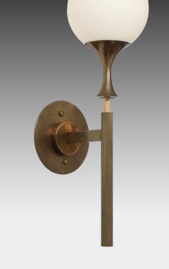 Angelo Lelli Lelii Rare Pair of Frosted Glass and Brass Sconces by Arredoluce - 4350436