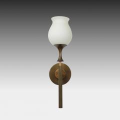 Angelo Lelli Lelii Rare Pair of Frosted Glass and Brass Sconces by Arredoluce - 4350439
