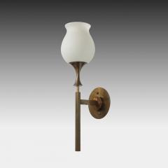 Angelo Lelli Lelii Rare Pair of Frosted Glass and Brass Sconces by Arredoluce - 4350441