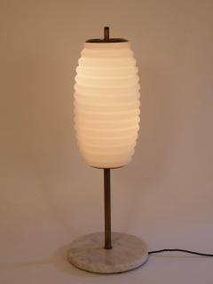 Angelo Lelli Lelii Table light brass marble and opaline glass Italy c1950 Att Angelo Lelii - 4444424
