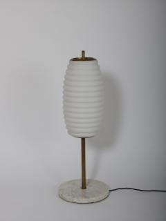 Angelo Lelli Lelii Table light brass marble and opaline glass Italy c1950 Att Angelo Lelii - 4444425