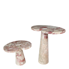 Angelo Mangiarotti 1970s Angelo Mangiarotti pair of Rosa Verona marble Eros tables Italy - 4370947