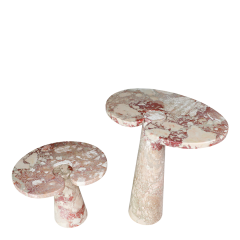 Angelo Mangiarotti 1970s Angelo Mangiarotti pair of Rosa Verona marble Eros tables Italy - 4370948