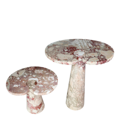 Angelo Mangiarotti 1970s Angelo Mangiarotti pair of Rosa Verona marble Eros tables Italy - 4370951