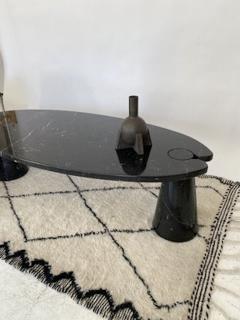 Angelo Mangiarotti ANGELO MANGIAROTTI EROS BLACK MARQUINA MARBLE OVAL COFFEE TABLE - 2843429