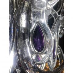 Angelo Mangiarotti Angelo Mangiarotti 1970 Vistosi Crystal Murano Glass Chandelier with Purple Core - 1235127