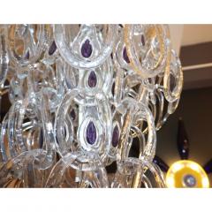 Angelo Mangiarotti Angelo Mangiarotti 1970 Vistosi Crystal Murano Glass Chandelier with Purple Core - 1235130