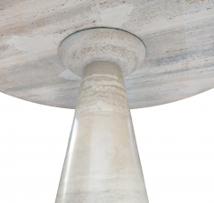 Angelo Mangiarotti Angelo Mangiarotti Attributed Round Travertine Pedestal Dining Table - 2699675