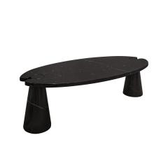 Angelo Mangiarotti Angelo Mangiarotti Eros Coffee Table in Polished Black Marble 1970s Signed  - 3930403