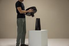 Angelo Mangiarotti Black Glazed Ceramic Planter By Angelo Mangiarotti Italy 1970s - 3364321