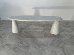 Angelo Mangiarotti Coffee Table Angelo Mangiarotti Carrara Marble Midcentury Italian Design 1970s - 3449573