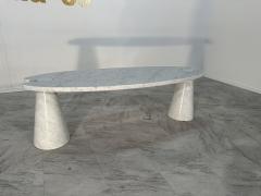 Angelo Mangiarotti Coffee Table Angelo Mangiarotti Carrara Marble Midcentury Italian Design 1970s - 3449578