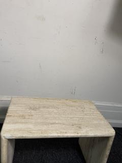 Angelo Mangiarotti ITALIAN MODERNIST PAIR OF LINE DESIGN TRAVERTINE NESTING TABLES - 4348516