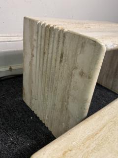 Angelo Mangiarotti ITALIAN MODERNIST PAIR OF LINE DESIGN TRAVERTINE NESTING TABLES - 4348517