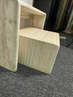 Angelo Mangiarotti ITALIAN MODERNIST PAIR OF LINE DESIGN TRAVERTINE NESTING TABLES - 4348520
