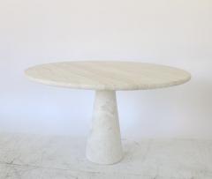 Angelo Mangiarotti ITALIAN ROUND CREAM TRAVERTINE DINING OR CENTER TABLE ON A TULIP BASE - 2886498