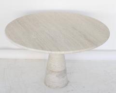 Angelo Mangiarotti ITALIAN ROUND TRAVERTINE MARBLE DINING TABLE IN THE STYLE OF ANGELO MANGIAROTTI - 2014230