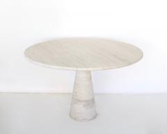 Angelo Mangiarotti ITALIAN ROUND TRAVERTINE MARBLE DINING TABLE IN THE STYLE OF ANGELO MANGIAROTTI - 2014238