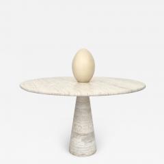 Angelo Mangiarotti ITALIAN ROUND TRAVERTINE MARBLE DINING TABLE IN THE STYLE OF ANGELO MANGIAROTTI - 2015790