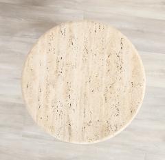 Angelo Mangiarotti Italian 1970s Circular Travertine Side Table - 2653725