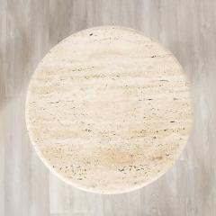 Angelo Mangiarotti Italian 1970s Circular Travertine Side Table - 2653726